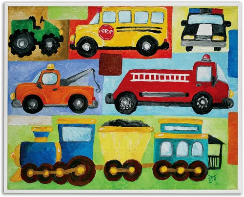 Vista 10 de Placa de pared The Kids Room by Stupell Aviones, trenes y automóviles, 11 x 14 pulgadas