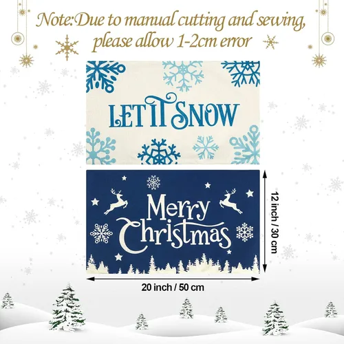 Vista 2 de 2 fundas de almohada navideñas de 20 x 12 pulgadas, fundas de almohada de lino con texto en inglés "Merry Christmas and Let It Snow", fundas