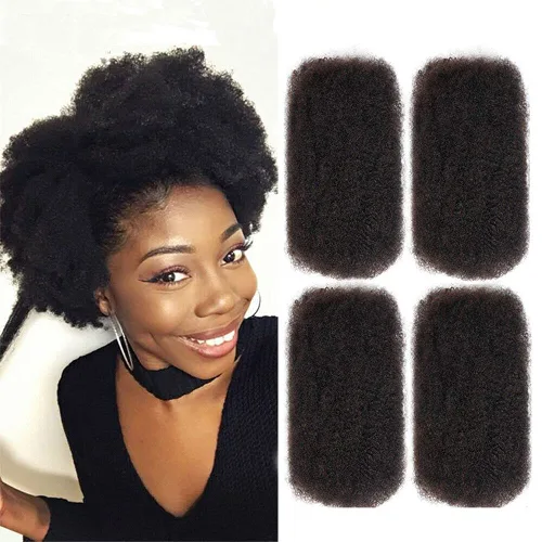 Vista 8 de Extensiones de cabello 100 % humano afro afro rizado a granel color castaño caoba a granel, 3 paquetes de 4.23 oz, extensiones de cabello rizado