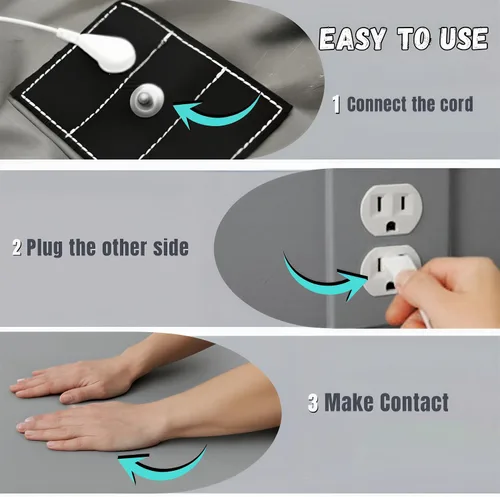 Vista 5 de Sábanas de algodón egipcio tamaño Queen – 95% algodón egipcio y fibra plateada – Bolsillo profundo – Incluye cable de conexión a tierra – Mejor