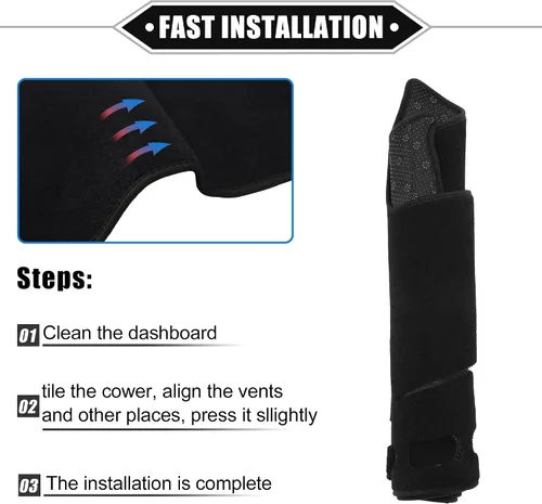 Vista 7 de Cubierta de salpicadero compatible con Toyota Camry 2007-2011, antideslizante, de poliéster, color negro, cubierta protectora
