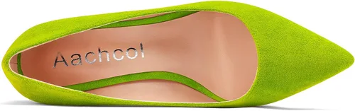 Vista 4 de Aachcol Zapatos de tacón de cuña para mujer, zapatos de vestir sin cordones, punta puntiaguda, para bodas, fiestas, 2 pulgadas