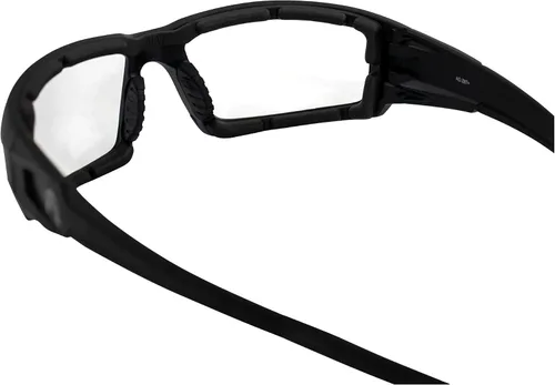Vista 5 de Alpha Omega AO5 - Lentes de sol de motocicleta acolchados de espuma Z87.1 para hombres o mujeres, montura negra, lentes transparentes