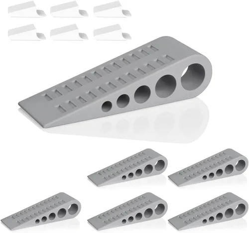 Vista 18 de HOMOTEK Paquete de 2 topes de puerta de goma con forma de cuña para puertas de puerta, protectores de pared para piso e parte inferior de la puerta