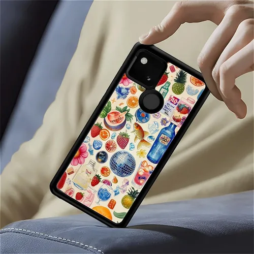 Vista 380 de Compatible con Google Pixel 4A 5G Mobile Case Creative Acrylic Panel trasero Silicona Protección Grip especialmente diseñado para Google Pixel 4A 5G