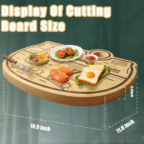 Vista 4 de Tabla de cortar grande para autocaravana, tabla de cortar de madera para cocina, bandeja de servir y tabla de cortar, regalos únicos de RV