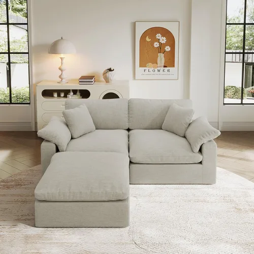 Vista 7 de Cloud Sofá Seccional Modular, Sofá de 2 Asientos con Relleno de Plumón 78.6" Sofá Minimalista, Funda Lavable y Reemplazable Sofás para Sala