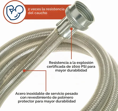 Vista 5 de Ge neral Electric PM14X10005 - Mangueras de lavadora de acero inoxidable, 4 pies (paquete de 2)