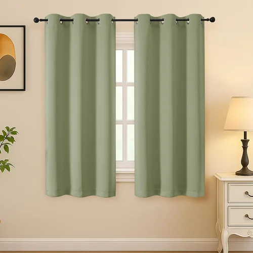 Vista 104 de Simplebrand Juego de 2 paneles de cenefa aguamarina para ventana de cocina de 14 pulgadas de largo, cortinas de oscurecimiento de habitación