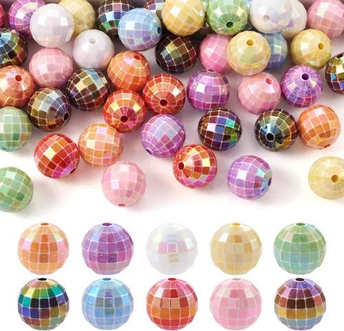 Vista 12 de Craftdady 30 cuentas acrílicas de 0.787 in de goma de mascar de color AB cuentas focales redondas gruesas de burbujas espaciadoras para bolígrafos