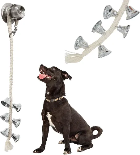 Vista 12 de Timbres colgantes para perros 4 campanas de entrenamiento para orinal extra fuertes Timbre de puerta de cuerda trenzada ajustable y duradera