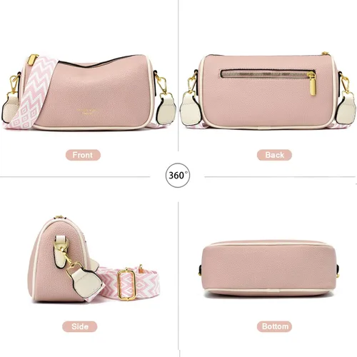 Vista 3 de Bolso cruzado pequeño para mujer, con correa ancha, diseño moderno, bolso cruzado y bolso con cremallera superior
