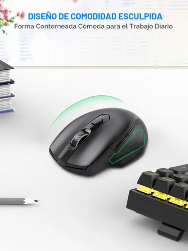 Vista 8 de E-YOOSO Mouse inalámbrico para laptop, mouse de computadora de 2.4 GHz, 5 ratones inalámbricos de oficina DPI ajustables con receptor USB, 6