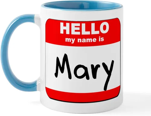 Vista 10 de CafePress Taza de café de cerámica con texto en inglés «Hello My Name Is Mary», de 11 oz (11.0 fl oz)