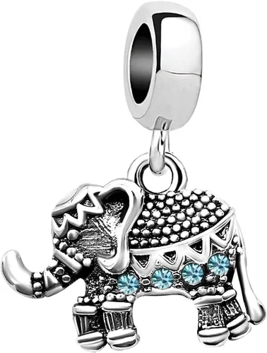 Vista 12 de KunBead Dijes colgantes de cumpleaños con piedra natal de elefante compatibles con pulsera Pandora para mujer Abril