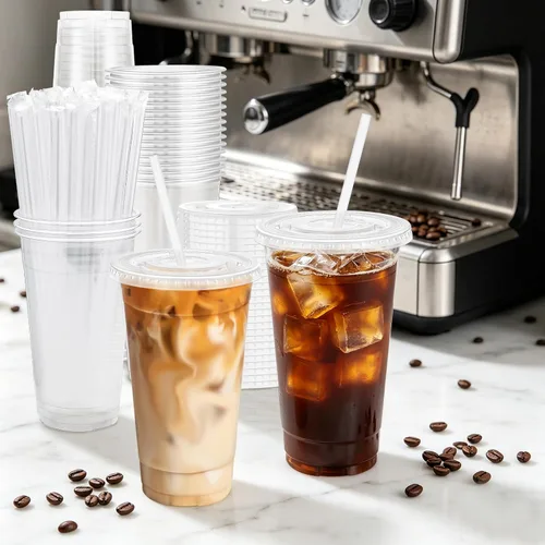 Vista 6 de Paquete de 50 tazas de café helado de plástico transparente de 24
