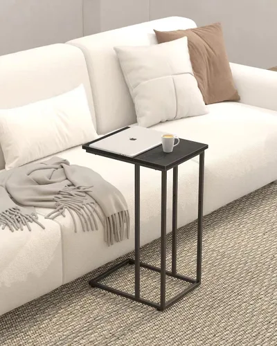 Vista 2 de Innerjoin Mesa auxiliar en forma de C, mesa auxiliar C para sofá, sofá y cama, mesa de bandeja de TV que se adapta a espacios pequeños, sala de Negro