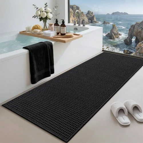 Vista 19 de Color&Geometry Tapete de baño con parte trasera de goma de 24 x 16 pulgadas, antideslizante, lavable a máquina, alfombra bohemia de felpilla suave