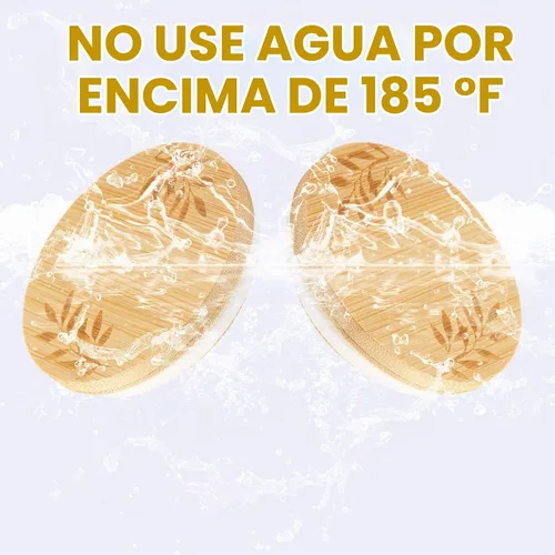 Vista 3 de 6 tapas para tarros de yogur compatibles con Oui, tapas de bambú con anillo