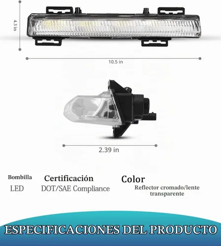 Vista 5 de 1 par de luces LED de conducción diurna DRL para la izquierda y derecha, lámpara antiniebla compatible con Mercedes Benz W204 W212 C-Class E-Class