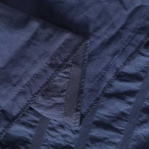 Vista 3 de Funda de edredón Ntbay, juego de 3 piezas de mil rayas, con hilo natural, microfibra teñida, con textura Azul marino