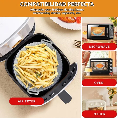 Vista 3 de UOUYOO - Freidora de aire de silicona para freidora de aire de 3 cuartos - 5 cuartos de galón Reusable Replacement of Flammable Parchment Liner