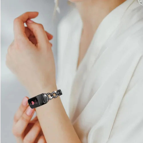 Vista 5 de Wearlizer Compatible con Fitbit Charge 6/Charge 5, correas ajustables de metal de alta calidad, pulseras elegantes, accesorios lindos, correas