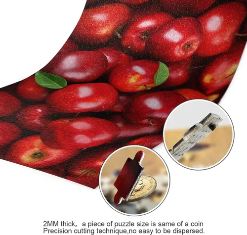 Vista 3 de Rompecabezas de manzanas rojas de frutas para adultos, rompecabezas de 1000 piezas, juguetes de bricolaje, regalos