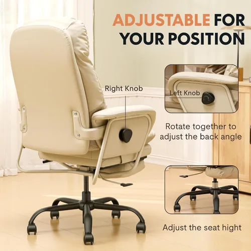 Vista 10 de Silla de oficina ergonómica FLEXISPOT con reposapiés, silla de escritorio de computadora de respaldo alto, silla de salón interior con ruedas