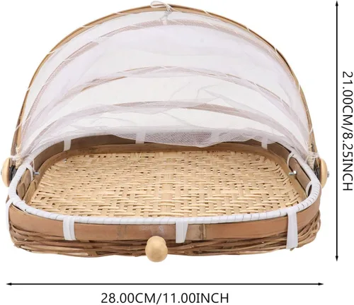 Vista 5 de GANAZONO 2 cestas de bambú para manualidades, cestas de mimbre rústicas para bollo al vapor, secado de alimentos, recogedor de gran capacidad