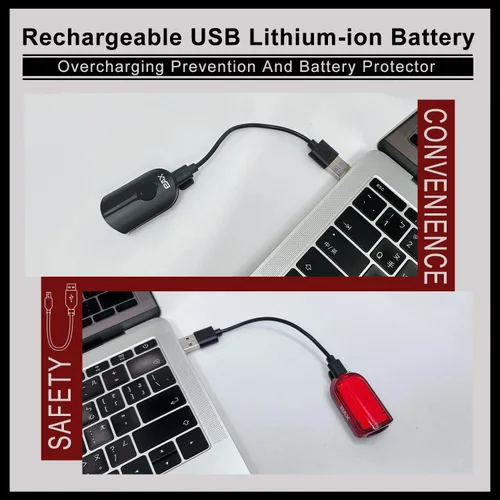 Vista 4 de PAX Juego de luces recargables para bicicleta de seguridad, luz delantera y trasera para bicicleta, estándar impermeable IPX4, modo de luz múltiple