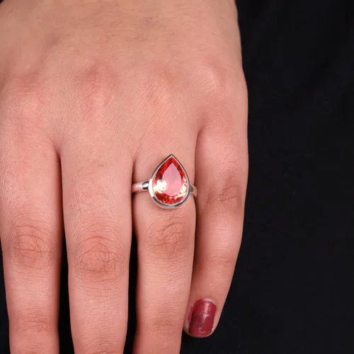 Vista 69 de PANOPLY Bio Pink Doublet Quartz Solid 925 Sterling Silver Ring for Women