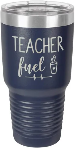 Vista 18 de TEACHER FUEL Vaso negro de 30 onzas con popote y tapa superior deslizante Taza de viaje de acero inoxidable Comparar con Yeti Rambler