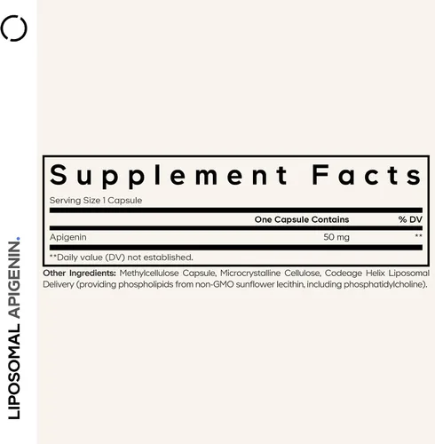 Vista 2 de Codeage Suplemento de apigenina liposomal, suministro de 3 meses, extracto diario de manzanilla flavonoide, complejo de fosfolípido liposomal