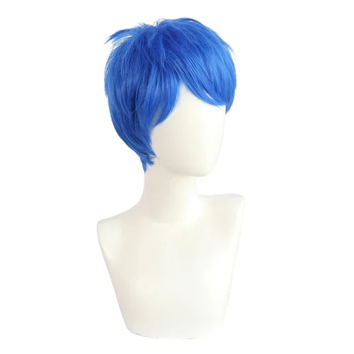 Vista 3 de Pelucas cortas de cosplay azules para hombres peluca masculina de Halloween (JOY)