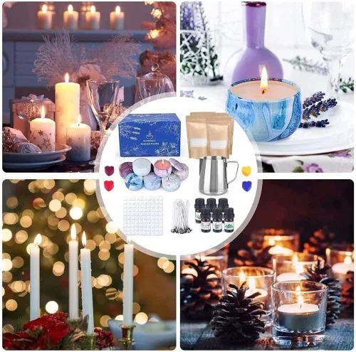Vista 6 de Kit de fabricación de velas SUPERSUN para adultos - Regalo DIY de Navidad para principiantes, incluye cera de abejas, aceites esenciales, tintes