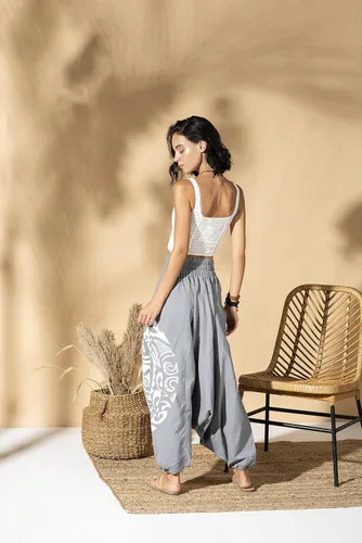Vista 5 de The Veshti Company Pantalones unisex de cintura alta 100 algodón holgados bohemios pantalones de vestir para mujer ropa de yoga pantalones