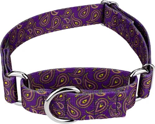 Vista 9 de Country Brook Petz - Collar de perro Martingala de cachemira azul, colección Paisley con diseños elegantes (1/2 pulgada, 2XS)