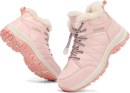 Vista 3 de Botas de nieve de invierno para mujer, botas de invierno para exteriores, cálidas, impermeables, botines para caminar y antideslizantes