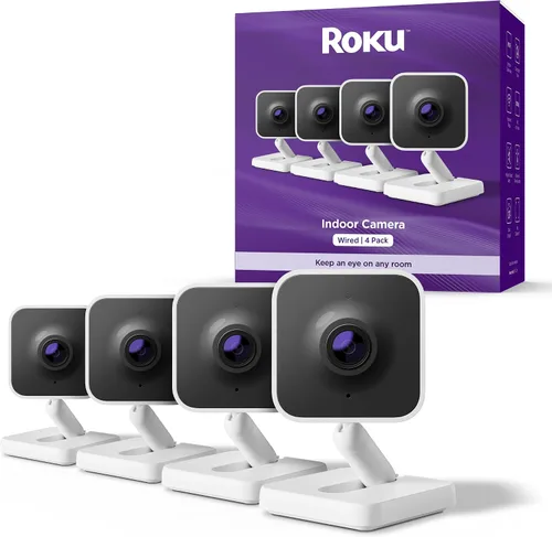 Vista 10 de Cámara Roku interior - Seguridad para el hogar - 1 paquete - Cámara de seguridad con cable y monitor para mascotas con visión nocturna HD