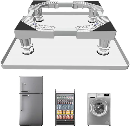 Vista 8 de Mini soporte para refrigerador con bandeja de goteo de silicona, base ajustable universal con 4 pies fuertes, mini alfombrilla de 23.6 x 23.6 Negro