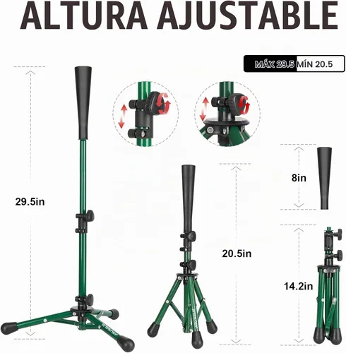 Vista 3 de Baseball Softball Batting Tee, Adjustable Height Tripod Stand