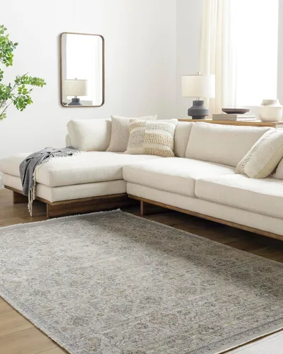 Vista 10 de Livabliss x Becki Owens Margaret - Alfombra vintage lavable para exteriores, 2 pies 7 pulgadas x 7 pies 3 pulgadas, gris medio, (7 pies y menos)