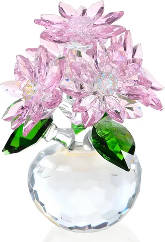 Vista 10 de Figurita de Margarita Azul de Cristal de Ornalrist, Regalos para Mujeres, Amiga, Bouquet de Margaritas de Vidrio Decoración Floral Coleccionable