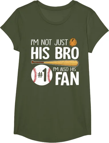 Vista 86 de Camiseta Baseball Brother I'm Not Just His Bro I'm His Number One Fan, Negro