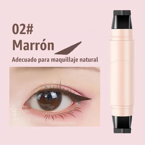 Vista 3 de Juego de 2 sellos de delineador de ojos de gel, 2025 nuevo lápiz de ojos plegable, doble extremo, impermeable, a prueba de manchas para Negro+marrón