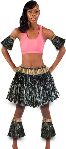 Vista 2 de Conjunto de disfraz elástico hawaiano para fiesta de hierba hula para mujeres y hombres