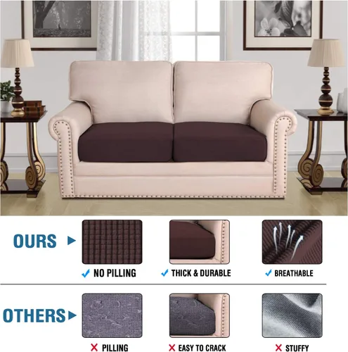 Vista 138 de H.VERSAILTEX - Fundas elásticas para cojín de sofá individual, fundas de asiento para silla de sofá, protector de cojín con tejido jacquard de sarga