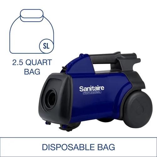Vista 4 de Sanitaire SL3681A aspiradora compacta con contenedor profesional, azul, negro