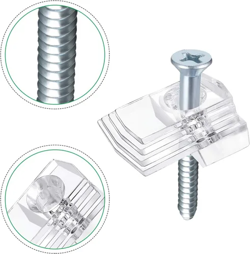 Vista 4 de 40 clips de plástico transparente para espejo de 1/8 pulgadas y 1/4 pulgadas, kit de montaje de espejo con tornillo y para pared